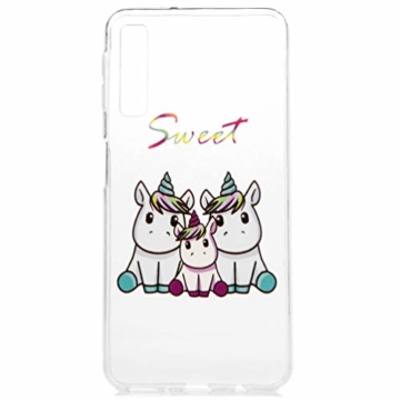 A7 Handyhülle Samsung Galaxy A7 2018 Hülle Case Cover Silikon Transparent Tasche Durchsichtige Schutzhülle Handytasche Skin Softcase Schale Bumper Handycover Rückhülle Mädchen Handtasche-Einhorn 3 - 2