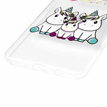 A7 Handyhülle Samsung Galaxy A7 2018 Hülle Case Cover Silikon Transparent Tasche Durchsichtige Schutzhülle Handytasche Skin Softcase Schale Bumper Handycover Rückhülle Mädchen Handtasche-Einhorn 3 - 4