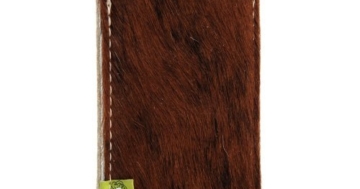 Almwild® Hülle Tasche für iPhone 8, 7, 6,6s aus echtem Kuhfell. Modell “Muuhh”. Fell in Uni-Braun mit Rückenteil in Filz in Beige - Grau. Handyhülle in Bayern gefertigt - 1