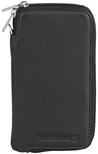 felderberg Handytasche aus feinstem Echt-Leder mit Reißverschluss und Handschlaufe, für die meisten 5 Zoll (max. 5,8 Zoll) Smartphones geeignet (Schwarz/Modell 2018) - 2
