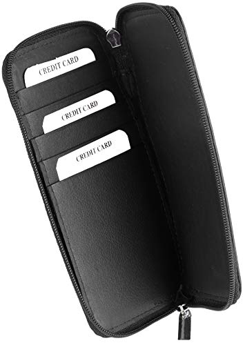 felderberg Handytasche aus feinstem Echt-Leder mit Reißverschluss und Handschlaufe, für die meisten 5 Zoll (max. 5,8 Zoll) Smartphones geeignet (Schwarz/Modell 2018) - 3