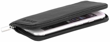 felderberg Handytasche aus feinstem Echt-Leder mit Reißverschluss und Handschlaufe, für die meisten 5 Zoll (max. 5,8 Zoll) Smartphones geeignet (Schwarz/Modell 2018) - 5