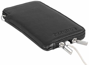 felderberg Handytasche aus feinstem Echt-Leder mit Reißverschluss und Handschlaufe, für die meisten 5 Zoll (max. 5,8 Zoll) Smartphones geeignet (Schwarz/Modell 2018) - 6