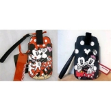 Handysocke Disney Minnie 8 x 13 cm gepunktet 2 Farben Rot und Grau - 1