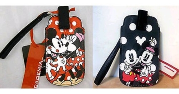 Handysocke Disney Minnie 8 x 13 cm gepunktet 2 Farben Rot und Grau - 1