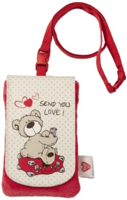 Nici 36268 - Handytäschchen Love Bär, Nylon/Plüsch, 8 x 13 cm, hellbraun - 1