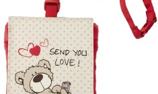 Nici 36268 - Handytäschchen Love Bär, Nylon/Plüsch, 8 x 13 cm, hellbraun - 1