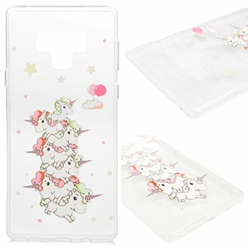 Note 9 Handyhülle Samsung Galaxy Note9 Hülle Case Cover Transparent Silikon Slim Tasche Durchsichtige Schutzhülle Handytasche Skin Softcase Schale Bumper Handycover*3 Rückhülle Mädchen-Einhorn - 2