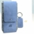 OrLine Handytasche für Honor 7C mit Silikon Case. Hülle mit Verschluß und EC-Kartenfach aus Echtleder. Blau-Grau Etui aus Leder und Filz. Die Schlüsselan echt Kuhfell - 4