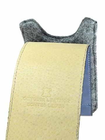 OrLine Handytasche für Honor 7C mit Silikon Case. Hülle mit Verschluß und EC-Kartenfach aus Echtleder. Blau-Grau Etui aus Leder und Filz. Die Schlüsselan echt Kuhfell - 7