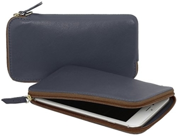 StilGut Handytasche aus echtem Leder mit Reißverschluss für iPhone 7 und Smartphones bis 5